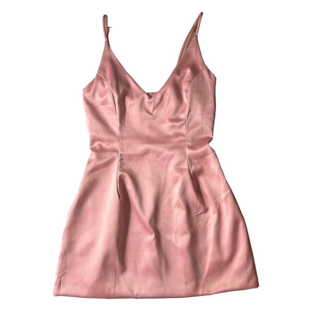 Attached Pink Satin Formal Dress with Pockets